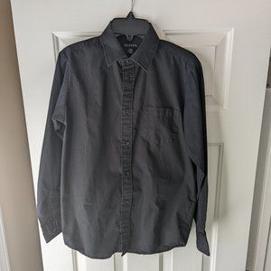 Boys George Solid Black button down long sleeve LS shirt XL 14/16